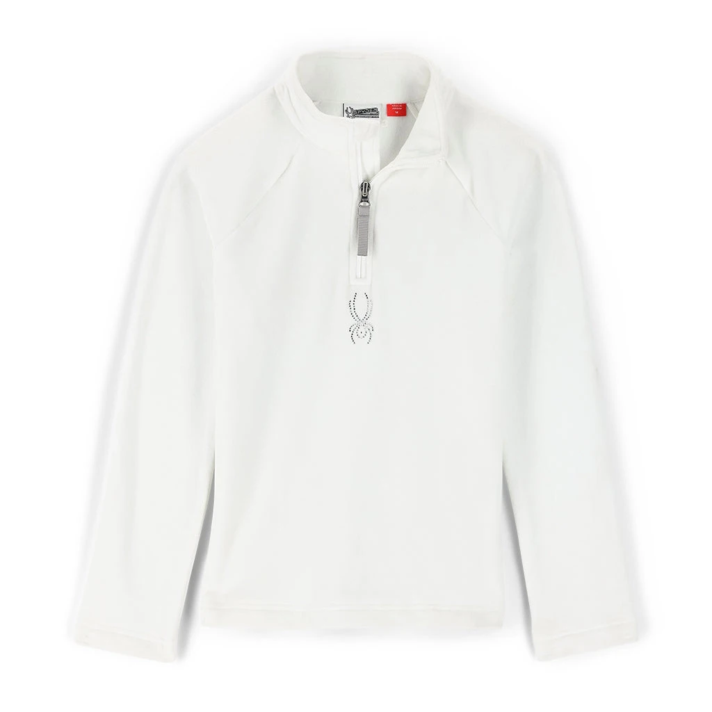 Spyder Big Girls Shimmer Bug Half Zip - White 1 Spyder Big Girls Shimmer Bug Half Zip - White